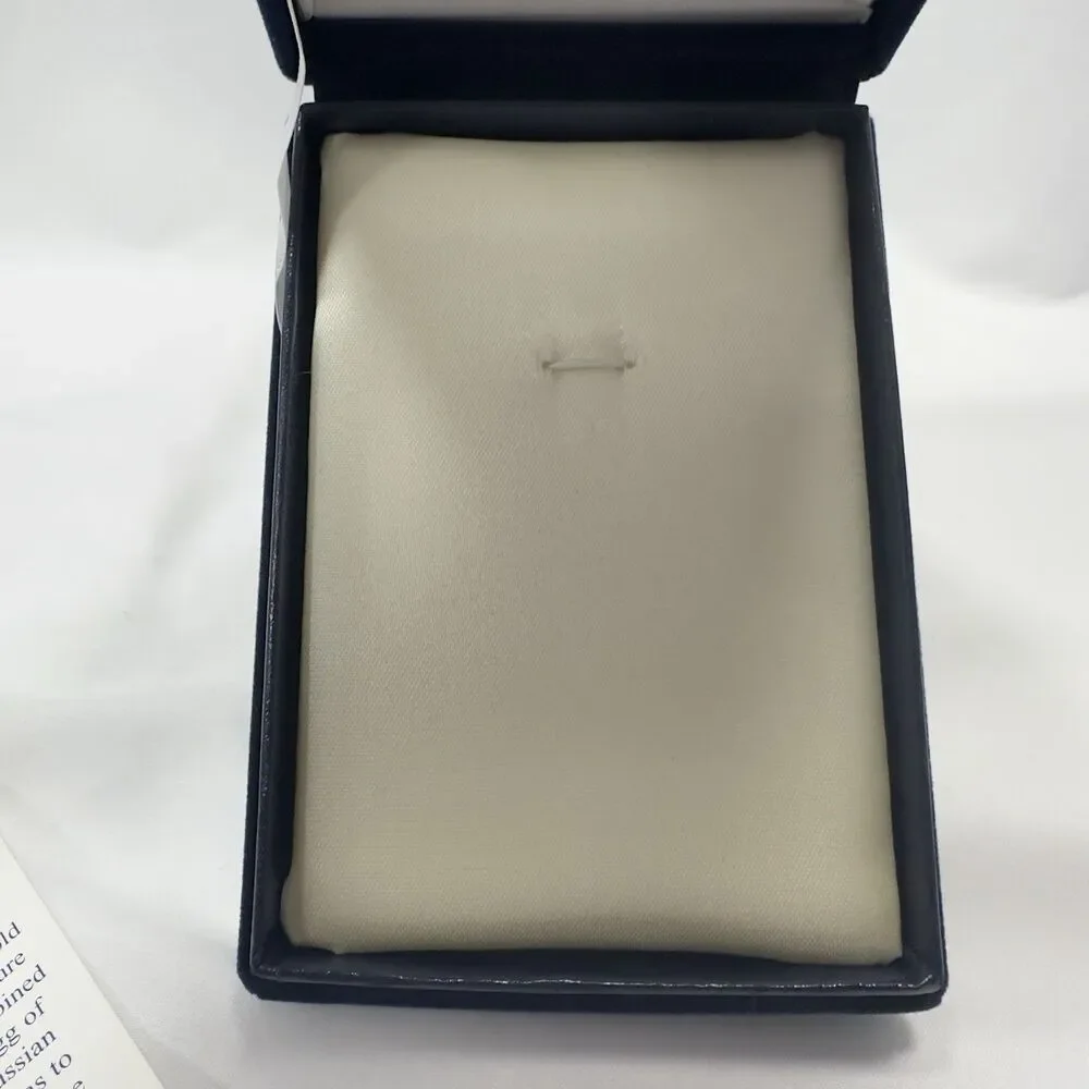 Faberge Blue Velvet  Presentation Box White Satin Lining Gold Brass Hinges